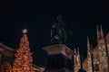 Milan, Italy, 18.12.2023 Christmas atmosphere. Piazza Duomo with New Year and Christmas tree. Albero di Natale with