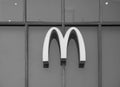 McDonald sign in Milan, black and white