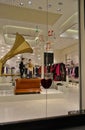 Moschino fashion boutique for women decorated for the Christmas holidays.