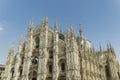 Milan, Italy Duomo di Milano front and side view. External day view of the Roman Catholic cathedral church of Milan Royalty Free Stock Photo