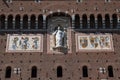 Milan, Italy, Europe, Sforza Castle, Castello Sforzesco, museum, courtyard, court, tower, Filarete Royalty Free Stock Photo