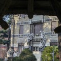 Frame of provocative sculpture on The Villa, constructed in Buonarotti district of Milan by Luigi Faccanoni in 1913 Royalty Free Stock Photo