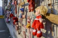 Wall of Dolls protest in Navigli district protesting against female physical and sexual violence, throughout the world