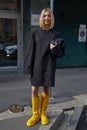 Alessia Lanza before Onitsuka Tiger fashion show, Milan Fashion Week street style Royalty Free Stock Photo