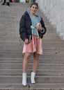 MILAN, Italy: 20 February 2020:Fashion blogger street style outfi during MFW 2020