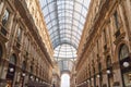 Milan, Italy - February 15, 2023: Interior of the Galleria Victor Emanuele II in Piazza del Duomo Royalty Free Stock Photo