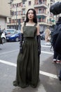 Jessica Wang before Max Mara fashion show, Milan Fashion Week street style