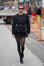 Kelsey Merritt before Max Mara fashion show, Milan Fashion Week street style Royalty Free Stock Photo