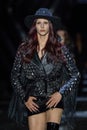 MILAN, ITALY - FEBRUARY 25: A model walks the runway at the Philipp Plein fashion show during the Milan Fashion Week Royalty Free Stock Photo