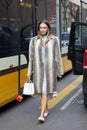 Nina Suess before Fendi fashion show, Milan Fashion Week street style