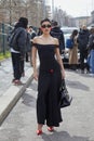 Patricia Manfield before Ferragamo fashion show, Milan Fashion Week street style