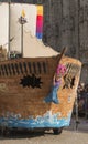 Pirate vessel float in parade, Milan