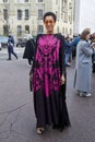 Tamu McPherson before Luisa Spagnoli fashion show, Milan Fashion Week street style Royalty Free Stock Photo