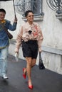 Tamu McPherson before Prada fashion show, Milan Fashion Week street style Royalty Free Stock Photo