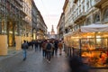 Street Via Dante in Milan city in evening Royalty Free Stock Photo