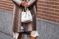 Milan, Italy - February, 21, 2024: woman wears Fendi Origami, fashion blogger outfit details