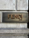 Milan , Italy - 27. 11 2023 : Fendi logo brand and text sign chain facade store wall exterior. Fendi is a world famous