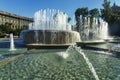 Milan, Italy:  historic fountain in the square of the castle Royalty Free Stock Photo