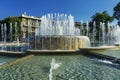 Milan, Italy:  historic fountain in the square of the castle Royalty Free Stock Photo