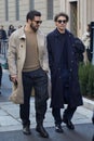 Alvise Rigo and Damiano Gavino before Giorgio Armani fashion show, Milan Fashion Week street