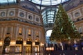 Beautiful early morning view to the decorated for Christmas Vittorio Emanuele II Gallery. Royalty Free Stock Photo