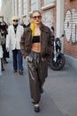 Caro Daur before Fendi fashion show, Milan Fashion Week street style