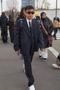 Declan Chan before Prada fashion show, Milan Fashion Week street style