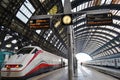 Freccia Argento - White Arrow - high speed train is ready for departure to Venice in the Milan Central railway station.