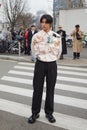 Glenn Yong before Prada fashion show, Milan Fashion Week street style