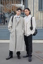 Taiki Takahashi and Noah Lee before Prada fashion show, Milan Fashion Week street style Royalty Free Stock Photo