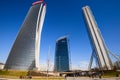 MILAN, ITALY - JANUARY 31, 2020: Three tower skyscrapers Generali Hadid Tower, Allianz Isozaki Tower and PWC Libeskind Tower.