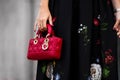 Milan, Italy - January, 24, 2024: woman wears Dior Lady bag, street style details, fashion outfit.