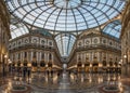 Milan/Italy-July 10, 2016: The glass dome and shops of The Gallery Vittorio Emanuele II, Italy`s oldest active shopping mall and