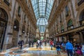 Milan, Italy - July 13, 2021: Interior view of the Fashion Galleries of Vittorio Emanuele II in Milan, Italy Royalty Free Stock Photo