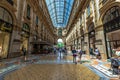 Milan, Italy - July 13, 2021: Interior view of the Fashion Galleries of Vittorio Emanuele II in Milan, Italy Royalty Free Stock Photo