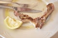 Pork steak leftover and lemon slice