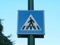 Road sign of pedestrian crossing