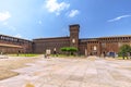 Milan, Italy - July 13, 2021: Sforzesco Castle medieval fortress in the center of Milan, Italy