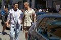 Alex Badia walking before Etro fashion show, Milan Fashion Week street style