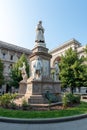 MILAN, ITALY - June 21, 2018: Leonardo Da Vinci Statue in Milan at Piazza della Scala Royalty Free Stock Photo