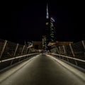 MILAN, ITALY, JUNE 18 2014: new Unicredit Bank skyscraper, night scene