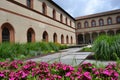 Beautiful internal court gardening of the Antique arts museum of the Sforza castle.