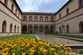 Beautiful internal court gardening of the Antique arts museum of the Sforza castle.