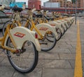 Public bikes in Milan Royalty Free Stock Photo