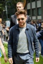 Singer Niall Horan before Emporio Armani fashion show, Milan Fashion Week street style