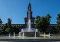 Milan, Italy - 30 June 2019: View of Fountain Piazza Castello Royalty Free Stock Photo