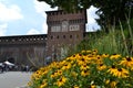 Sforza Castle main entrance in Milan - the Filarete Tower. Royalty Free Stock Photo