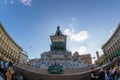 Wide angle view with statue of the king Vittorio Emanuele II, Mi