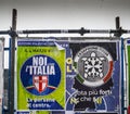 Election posters on billboard ahead of Italian General Election to be held on March 4th, 2018 - CasaPound Italy is a neo Royalty Free Stock Photo