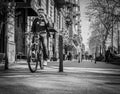 Milan, Italy - March 23, 2016: Funny cyclist shows the tongue ri